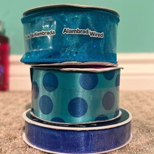 Ribbon Boutique Sapphire Blue with Dots 1-1/2"Lot of 1-9 Feet